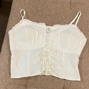 SO White Lace-Up Crop Top